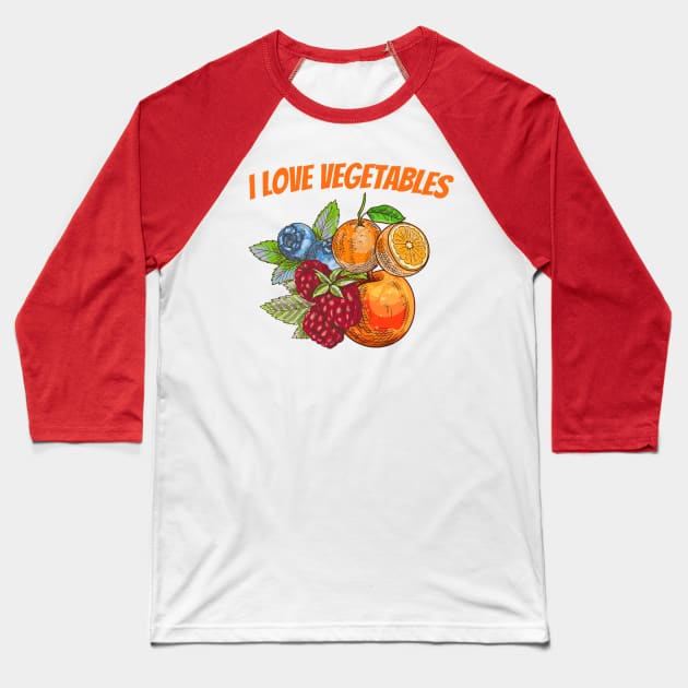 Slightly Wrong Vegetables Fruit Baseball T-Shirt by waltzart